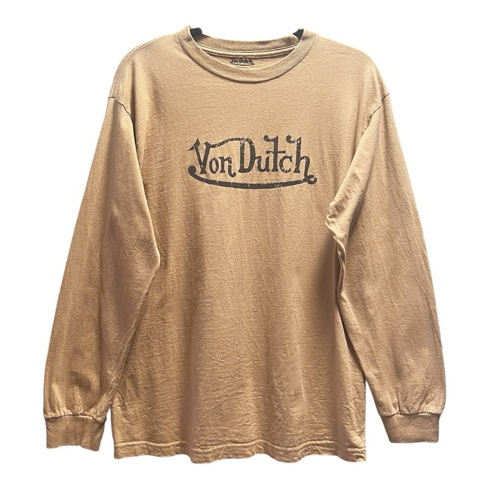 Von Dutch Long Sleeve T Shirt Tan Black Medium